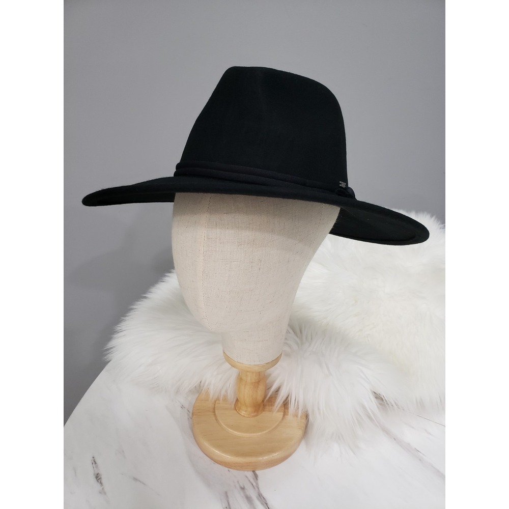 NEW 100% WOOL WIDE BRIM Brixton Joanna Felt Packable Hat black glam derby gothic